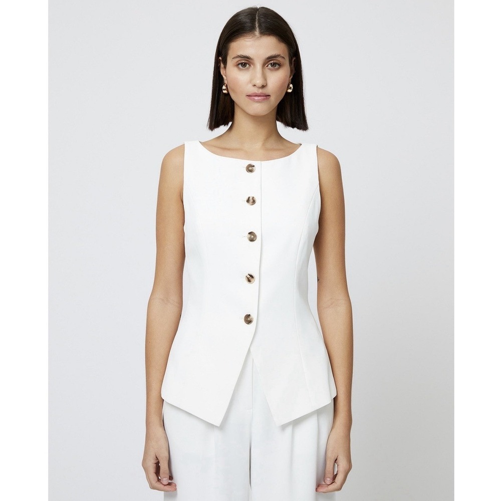 French Connection Harrie Waistcoat Top Women's White Size US 10